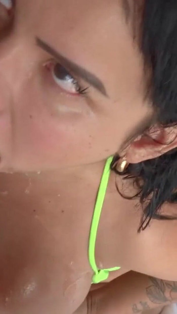 Powerful moment from "Big Lips Hottie Roughly Face Fucked Against the Wall For Facial Cumshot Reward"