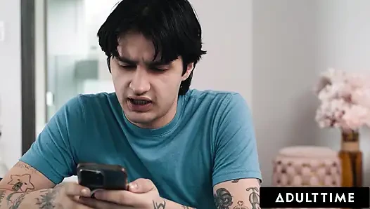 ADULT TIME - Suspicious Boy Discovers New Stepmom Ryan Keely Is A Gold Digger! She Keeps Him Quiet