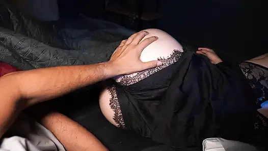 Beautiful stepsister shares bed with her horny stepbrother on a cold night