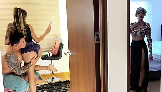 Stunning Latina MILF! The mother-in-law gets excited and masturbates while listening to moans in the other room!