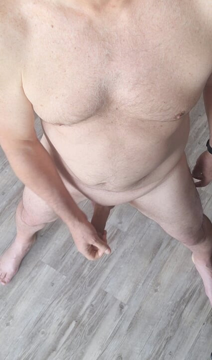 Watching from above as exhibitionist masturbator enjoys a good stroke