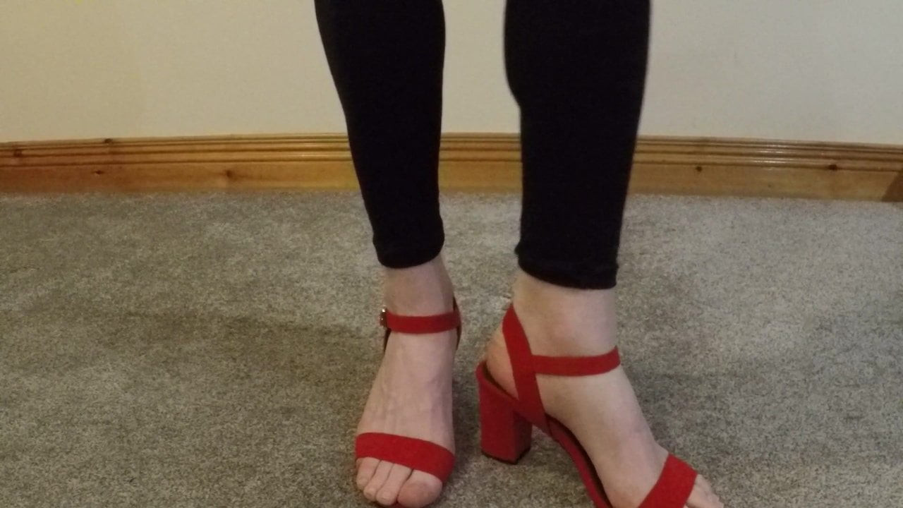 Red heeled sandals