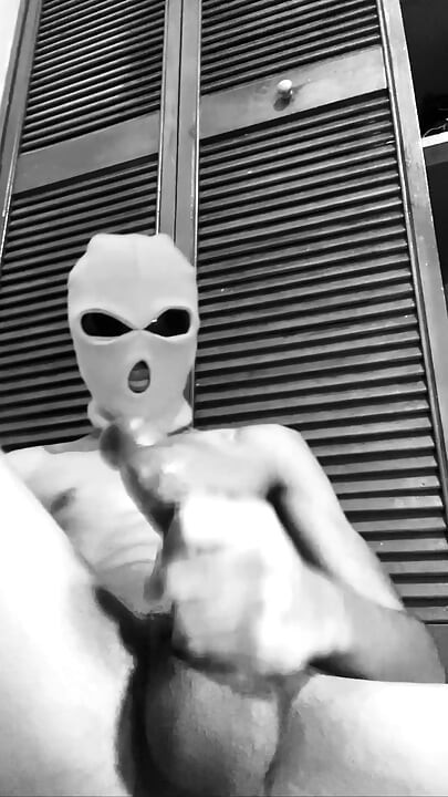 masked bbc with glasses and balaclava stroking thick uncut black cock until juicy massive cumshot black20one