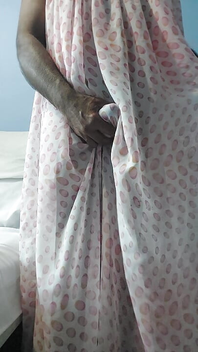 I'm masterbating and cum wearing a Silk Seethrough Night Gawun