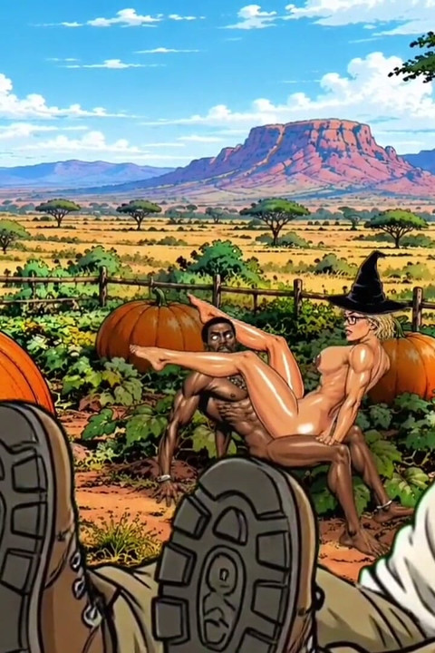 Pumpkin Hookup in Africa: White American Wife Rides Big African Cock