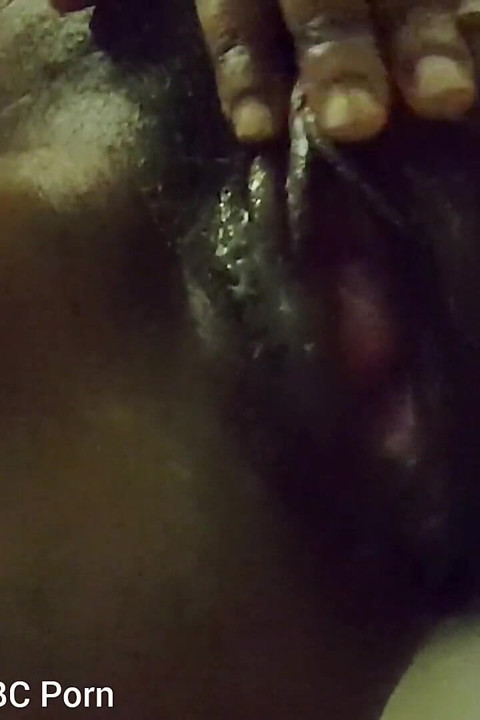 Rubbing Spreading My Big Black Wet Dripping Pussy
