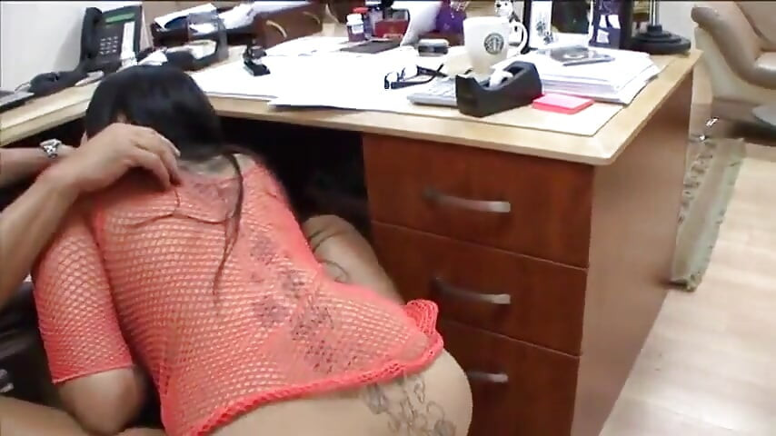 Two babes suck cock in office