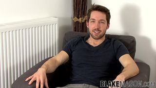 Handsome Brit jock Jason Stark wanking off after sex intervi