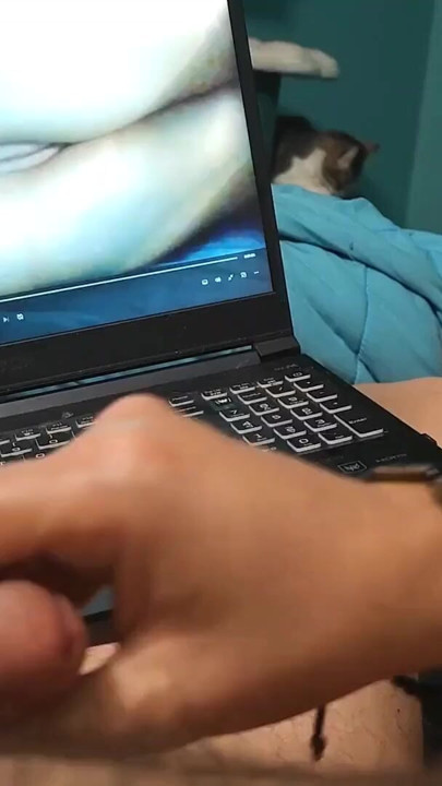 Watching porn while giving handjob | Clip 1