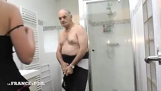 Sexy Brunette Wakes Boyfriend up with Blowjob