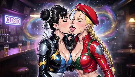 Cammy ve Chun Li öpüşüyor