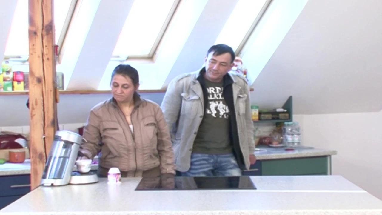 Amateur German wife fucked hard in the kitchen
