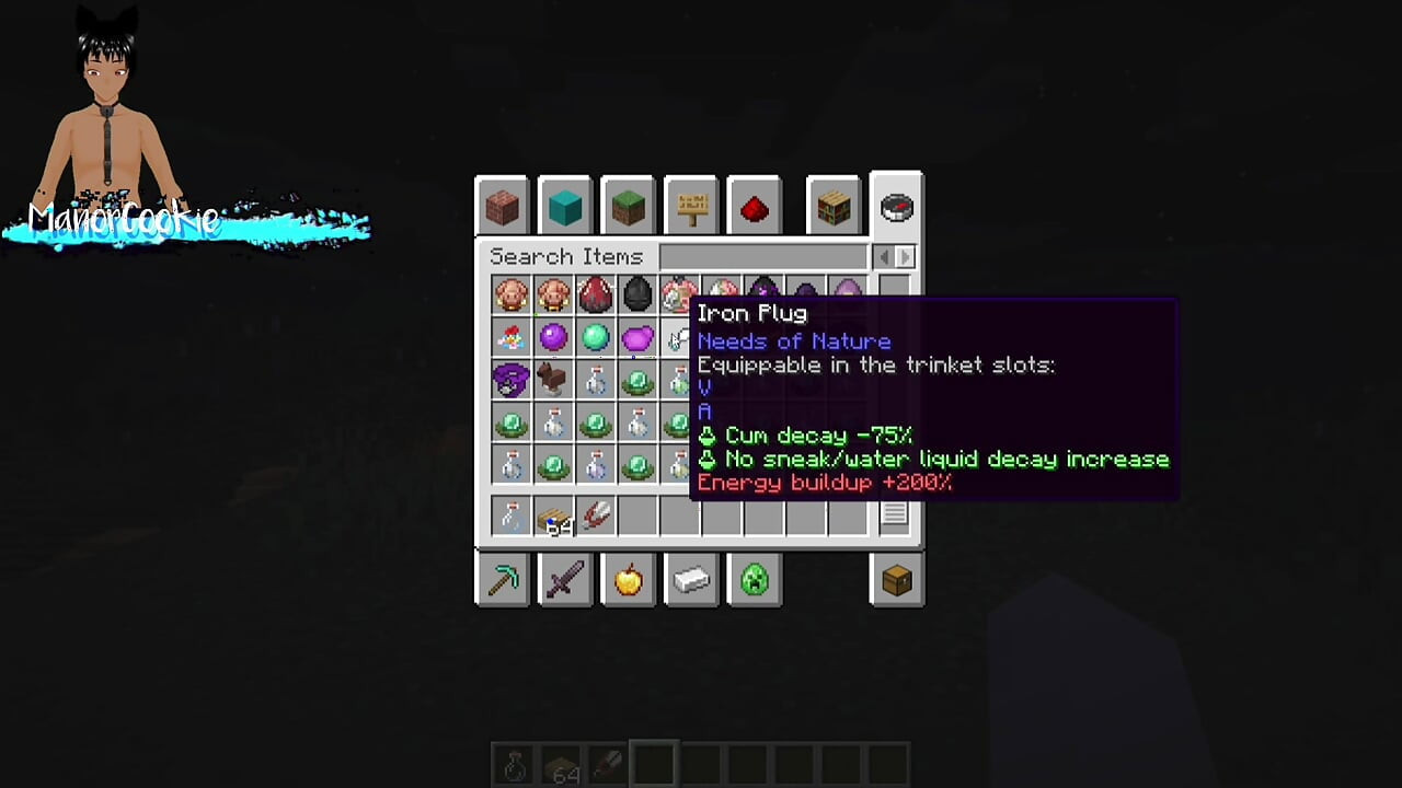 Minecraft mod Needs of Nature - Steve and alex masturbating and showing off some features! Like Cum!