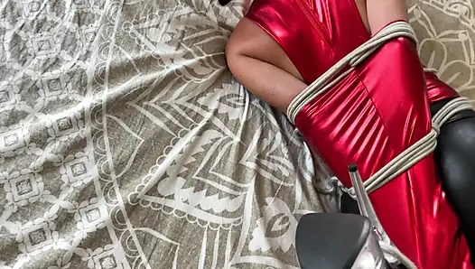 latex bondage high heels hogtied