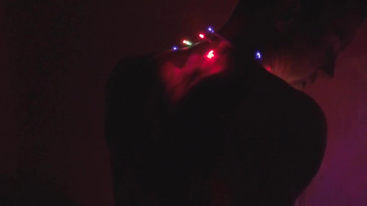 Jerking off in Christmas Lights