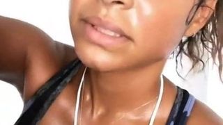 Christina Milian sexy and sweaty