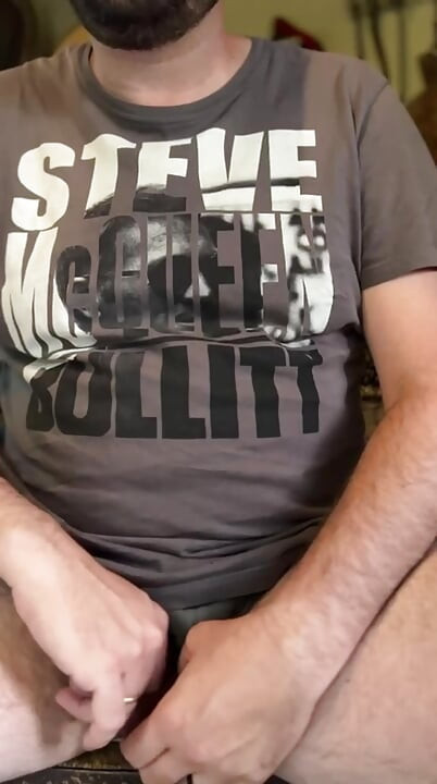 Hairy and gut-strapped cowboy trucker jerks off his small cock