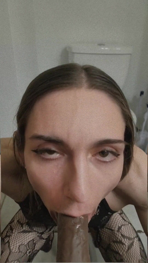 Trans slut does oral practice on 8inch BBC dildo | Clip 1