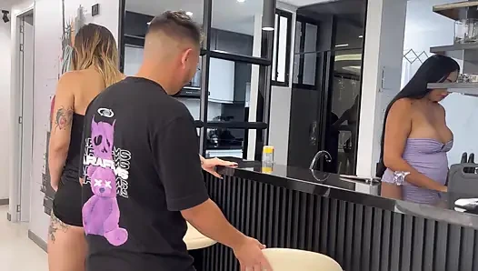 I cuckold my PREGNANT wife with my sister-in-law at our party and she ends up joining a very hot threesome