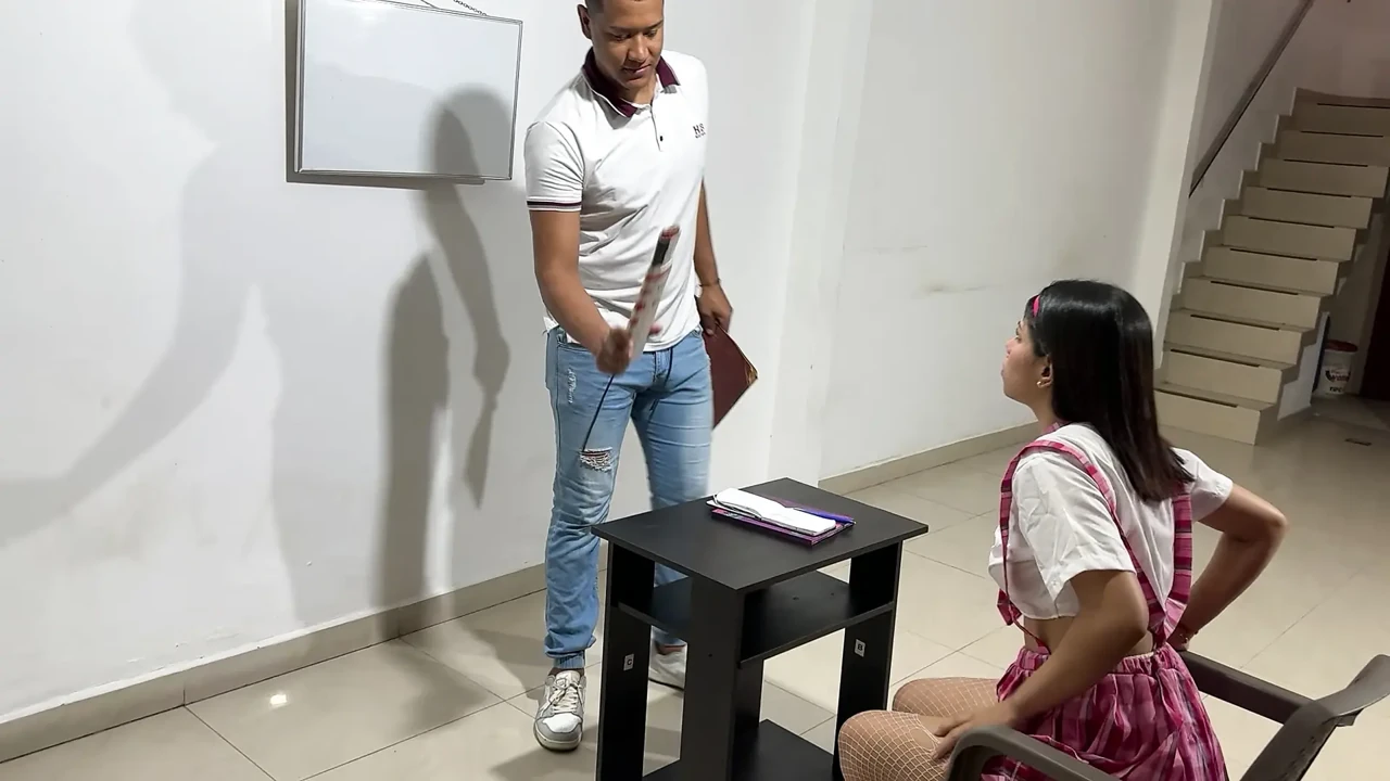 Brunette Latin teacher gives a rich and hard fuck to horny Latina schoolgirl with huge ass for not doing the respective homework