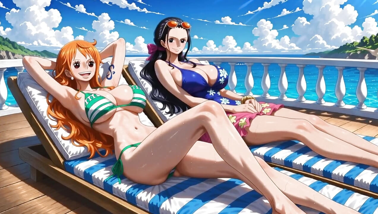 One Piece - Nico Robin eating Nami's pussy and ass then fingering her