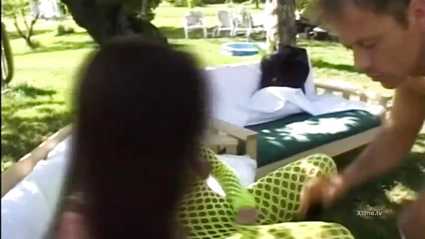 Two adorable girls fucked on the bench