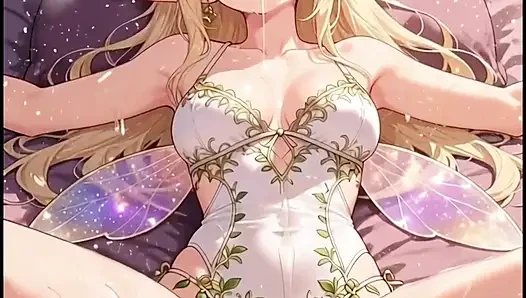 Peri cantik rambut pirang lagi asik di anime