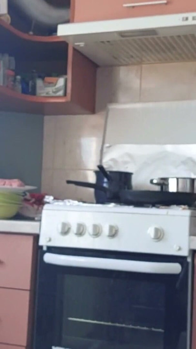 Sexy brunette naked in the kitchen. Latina hairy pussy, big ass, big tits, big nipples. | Clip 1