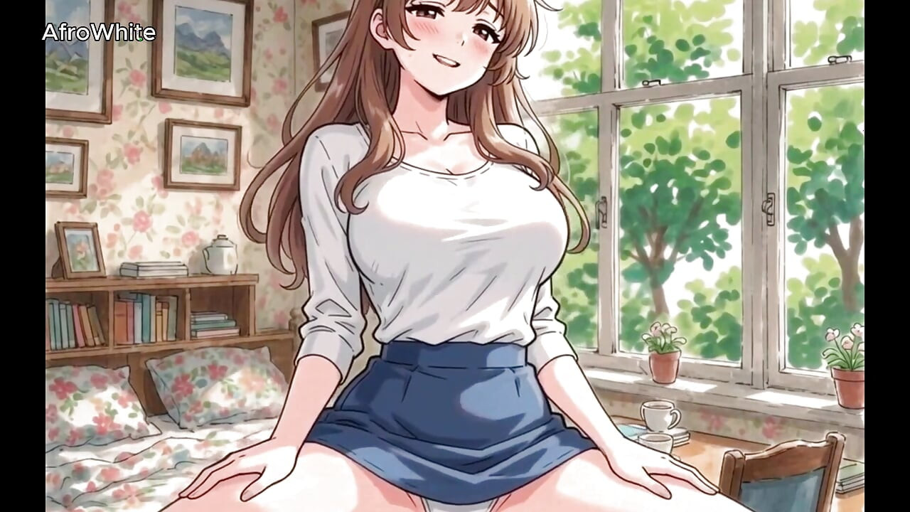 AI generated Hentai animated anime cartoon of a honey big boobs slim british curvy student  fucking her crush raw, no condom