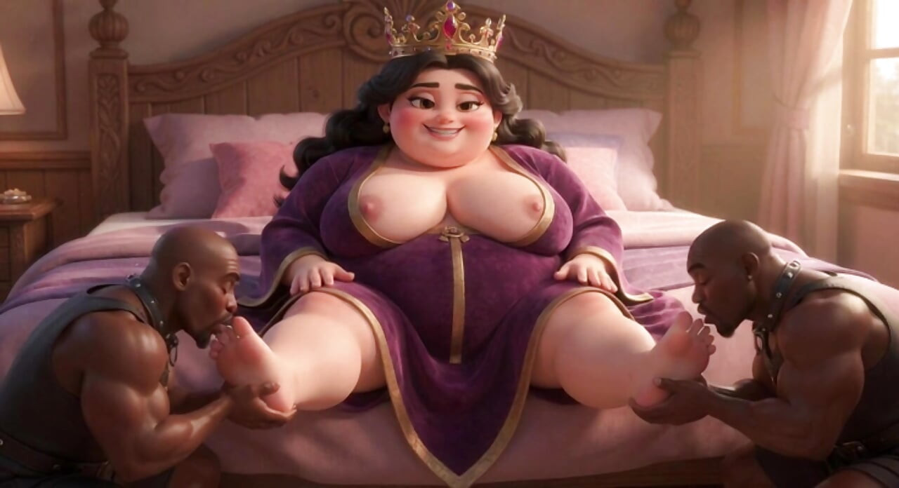 Culona diosa adoración de pies - esclavos interraciales lamiendo sus pies enormes