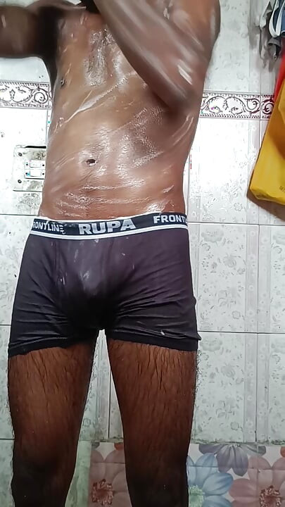 Sexy BIG DICK boy bathing and making his cock play in water