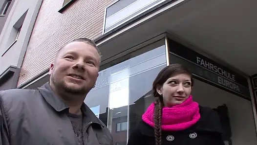 Brunette German slut rides dick and jerks it off in the end