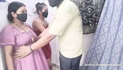 Mature Indian Wife and Husband Group Sex with Desi Teen Babysitter