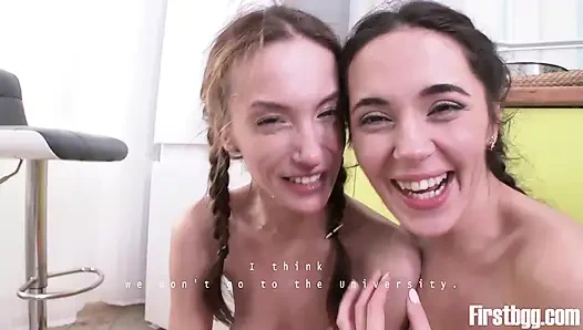 Сексуальные соседки по комнате ублажают парня, полное видео