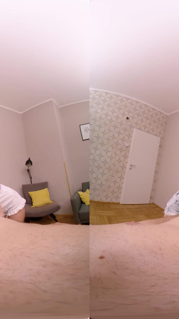 Powerful moment from "Two Girls Take Turns Massaging My Cock - Virtual Real Porn"