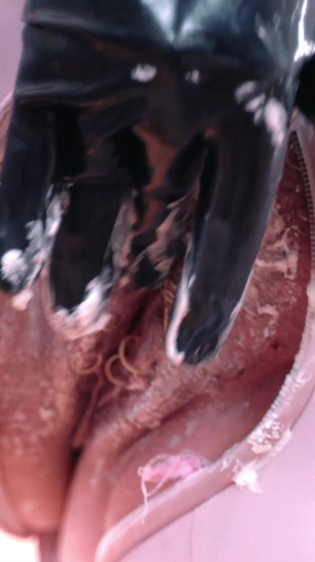 Jaw-dropping moment from "Pussy cake splosh food fetish, wet and messy, pvc catsuit"