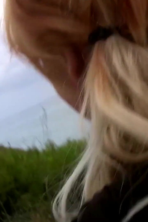 Blonde teen in fishnets gets fucked outdoors