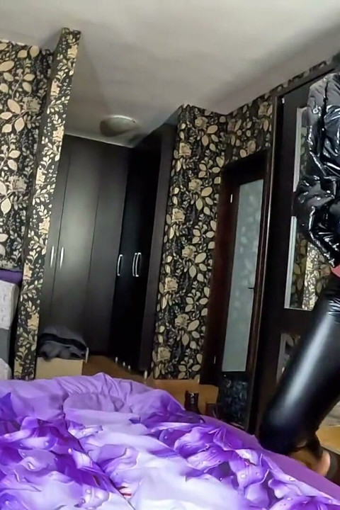 Glossy Downjacket MILF Private Audition. Deepthroat, Doggy and Cum on Jacket