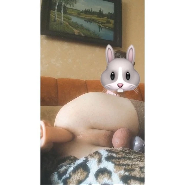 Sissy femboy play with dildo in chastity