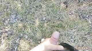 Peed on camera for the first time and cum later in the park!