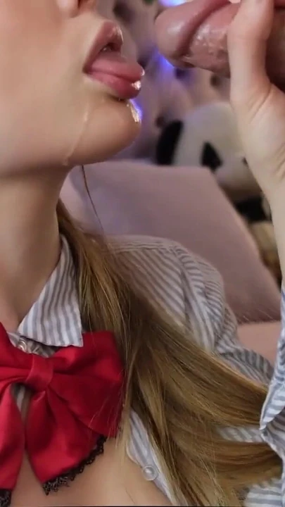 Iconic moment from "juicy blowjob in school uniform"