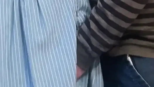Perv Rubbing Hairy Pussy in Subway