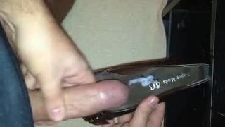Large cumshot to a leather office shoe