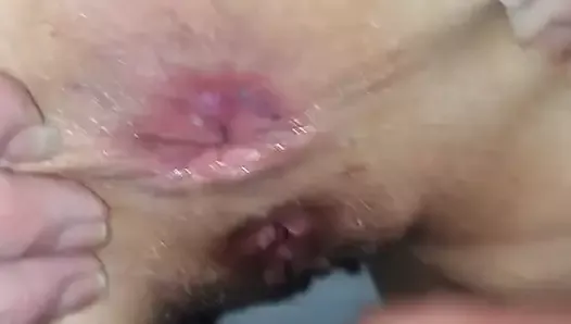 Wife spreading her arsehole again for my cum