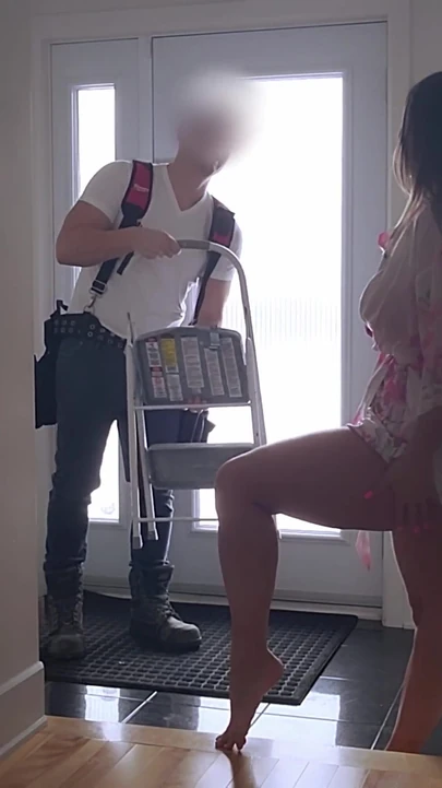 Spectacular moment from "Horny Housewife Milf Gives Blowjob to Construction Worker"