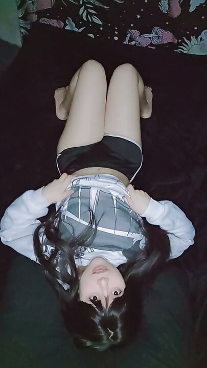 Cute Petite Girl Masturbating in Her Dark Room