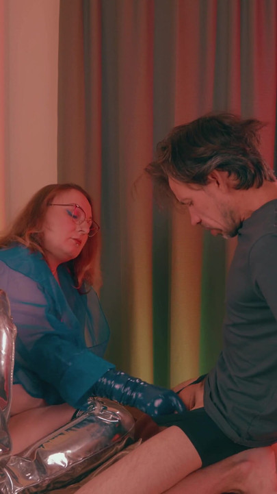 Big Ass Facesitting Handjob- Latina MILF Edges Skinny Guy& Makes Him Taste Cum, in Raincoat, Thigh-high Boots, Leather Glove