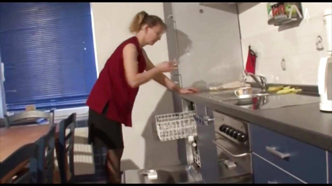 Blonde milf pussy fucking cock sucking in the kitchen