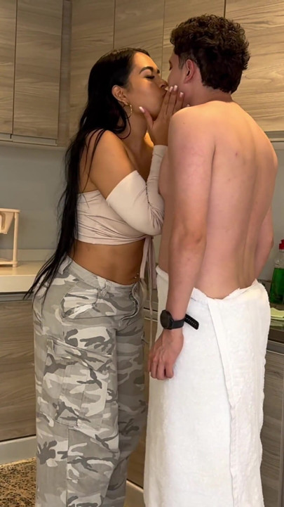 Cuckold Wife Masturbates Watching Me Fuck with My Big Cock a Big Ass Blonde Dressed as a Maid