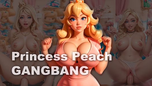 Bukkake gangbang cartoon prinses Peach & super Mario Bros. 3D animatie volwassen tekenfilm